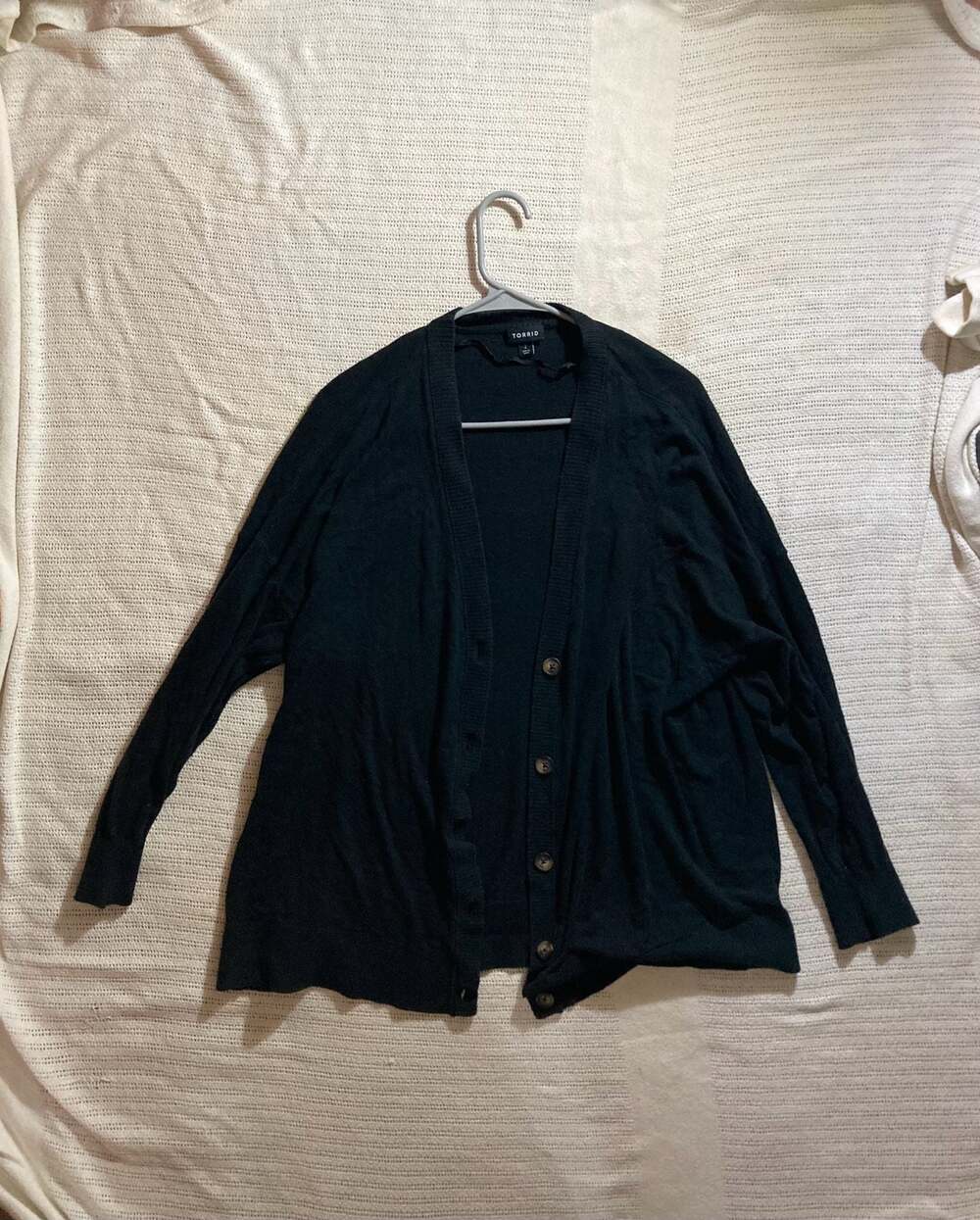 Torrid Black Boyfriend Cardigan Drop Shoulder Sweater